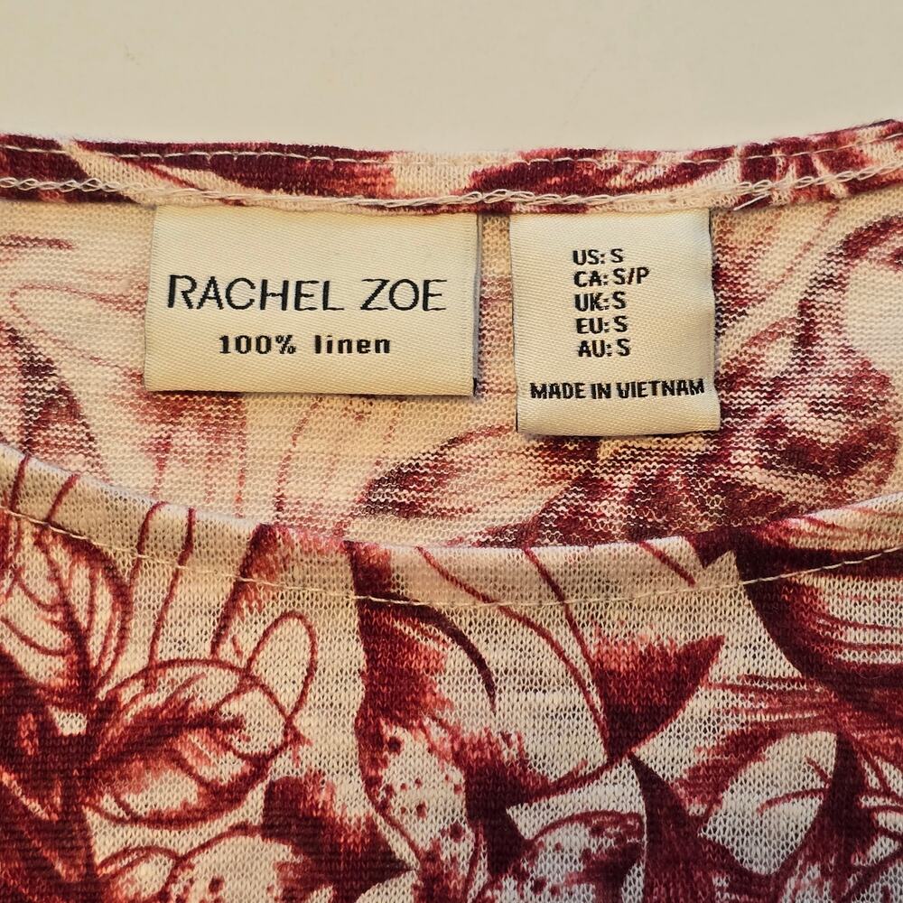 Rachel Zoe Top Womens Size Small Red White Toucan Tropical Print 100% Linen - Picture 3 of 9